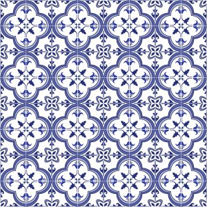 Spanish Moroccan Blue Tiles Vinyl Wrap 4153