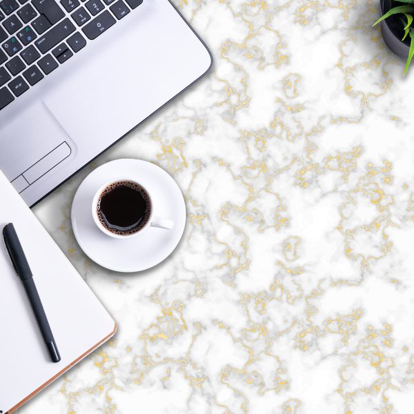 Gold White Calacatta Marble Vinyl Wrap - Image 2