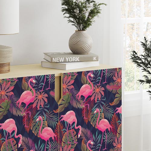 Tropical vinyl wrap used on a side board