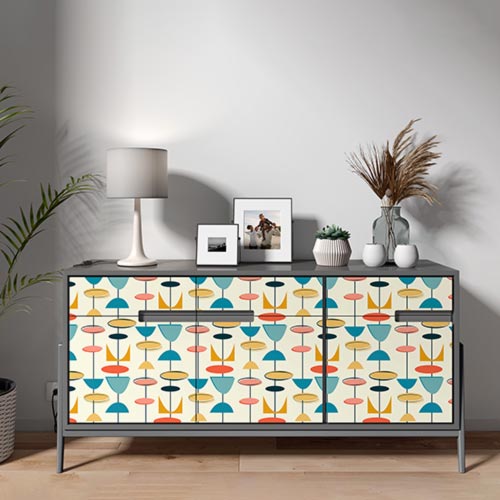 Retro vinyl wrap used on a side board